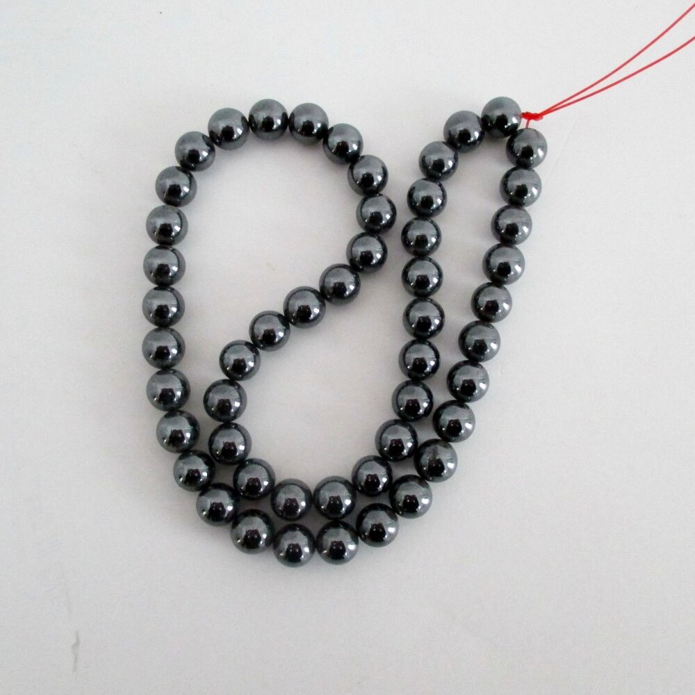 8 mm Hematite Bead Strand 51 Beads New Old Stock 1980s